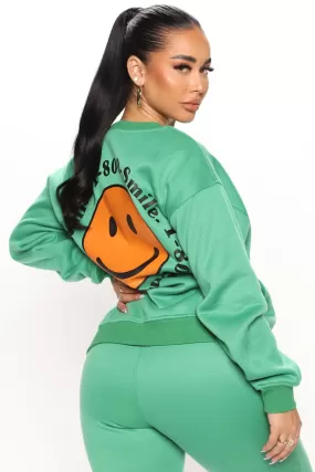 1 800 Smile Happy Face Sweatshirt - Kelly Green