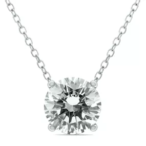 1 Carat Floating Round Diamond Solitaire Necklace In 14K White Gold