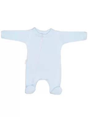 100% Cotton Footed Zip Up Sleepsuit - Blue