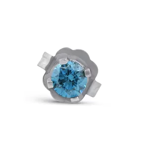 1/8ct Single Blue Diamond Stud 14K White Gold