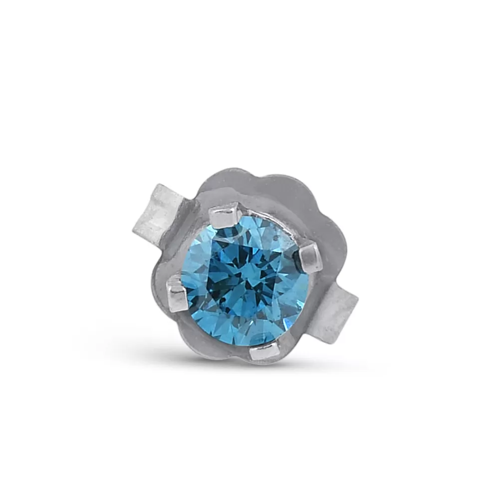 1/8ct Single Blue Diamond Stud 14K White Gold