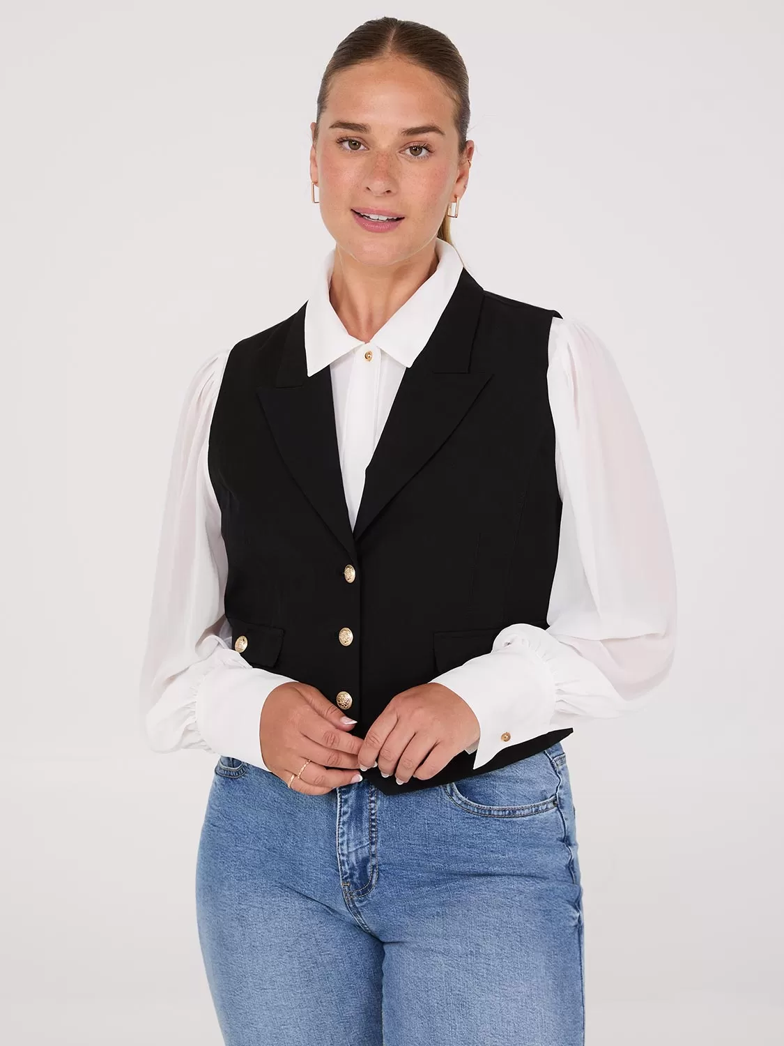 3-Button Notch Collar Vest