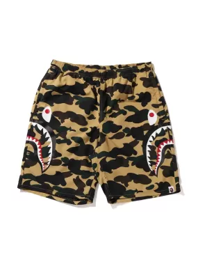 A Bathing Ape Camo Side Shark Beach Shorts Yellow