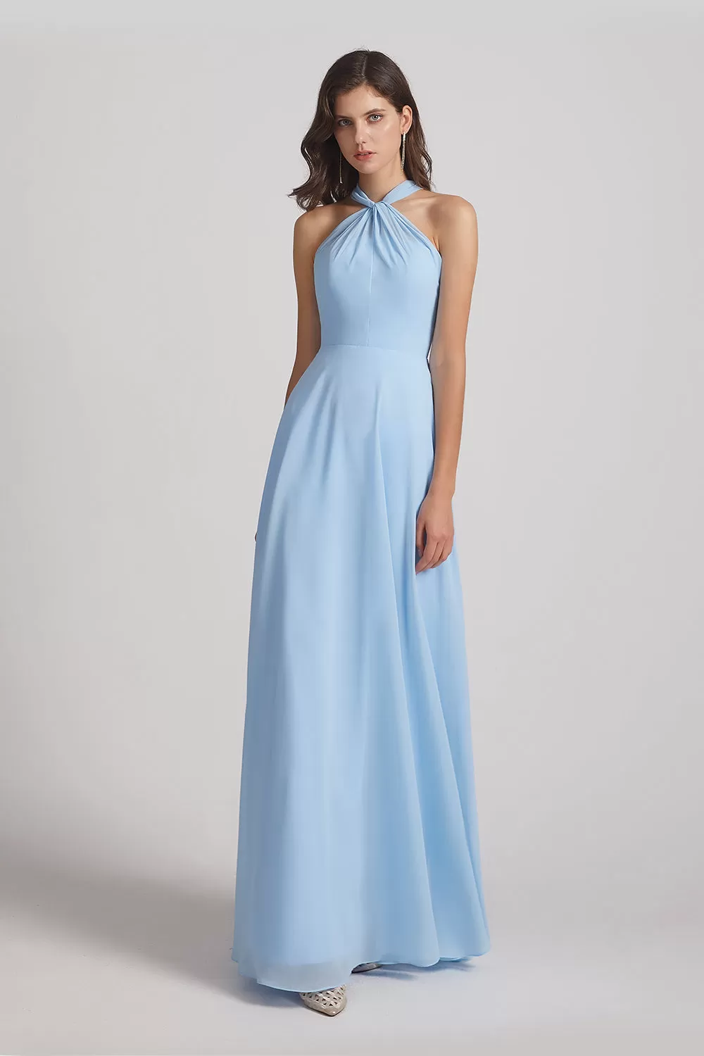 A-Line Chiffon Cross Halter Neckline Bridesmaid Dresses (AF0114)