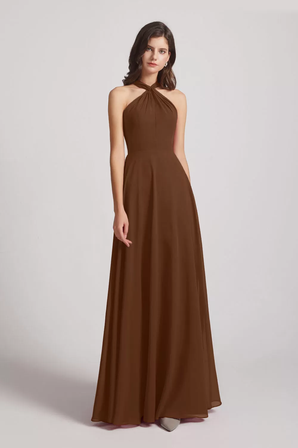 A-Line Chiffon Cross Halter Neckline Bridesmaid Dresses (AF0114)