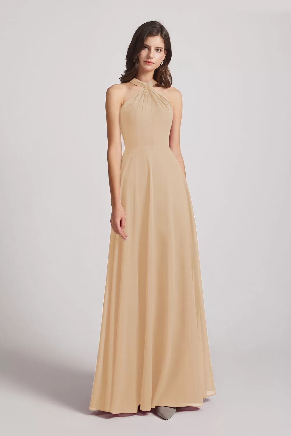 A-Line Chiffon Cross Halter Neckline Bridesmaid Dresses (AF0114)