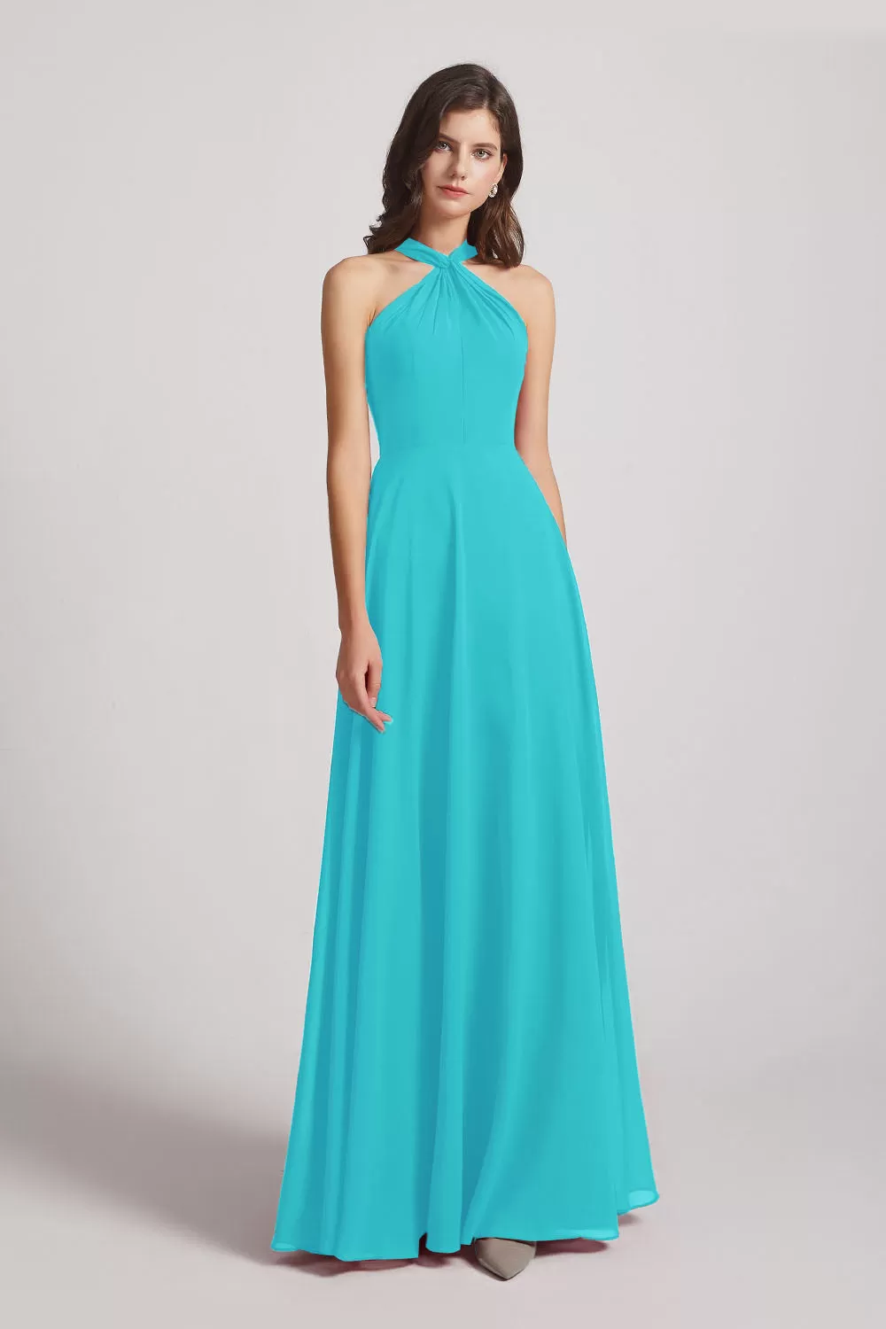 A-Line Chiffon Cross Halter Neckline Bridesmaid Dresses (AF0114)