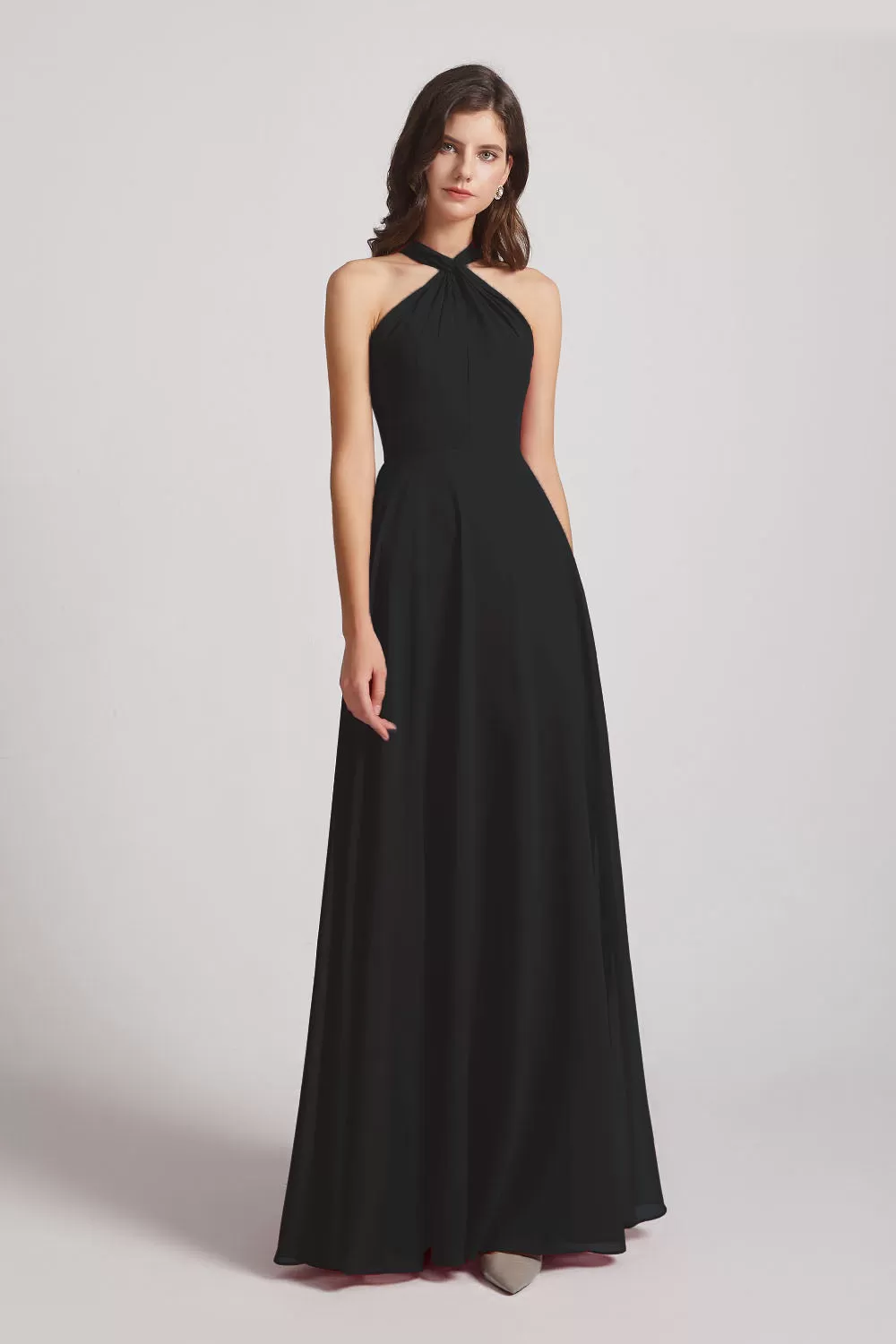 A-Line Chiffon Cross Halter Neckline Bridesmaid Dresses (AF0114)