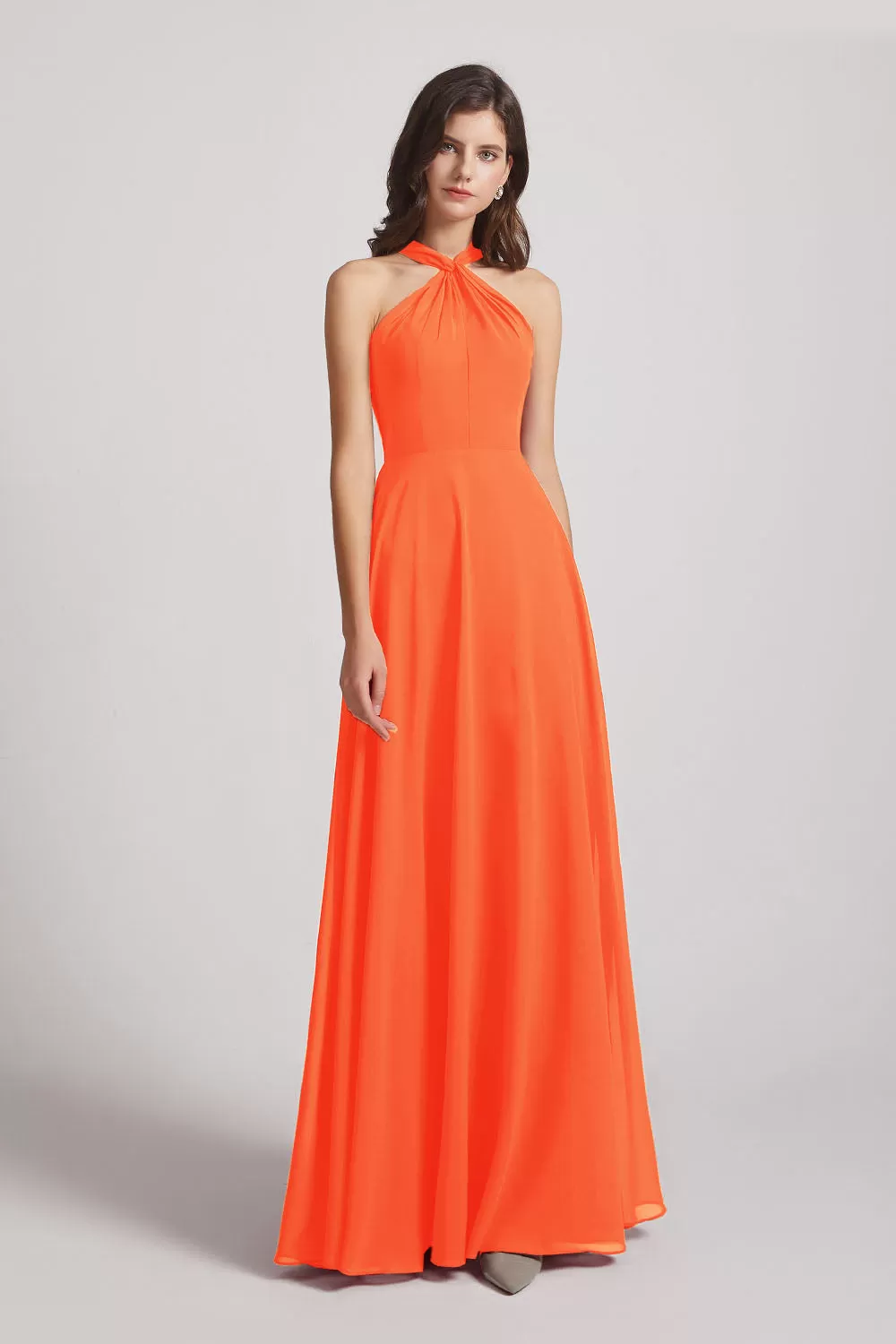 A-Line Chiffon Cross Halter Neckline Bridesmaid Dresses (AF0114)