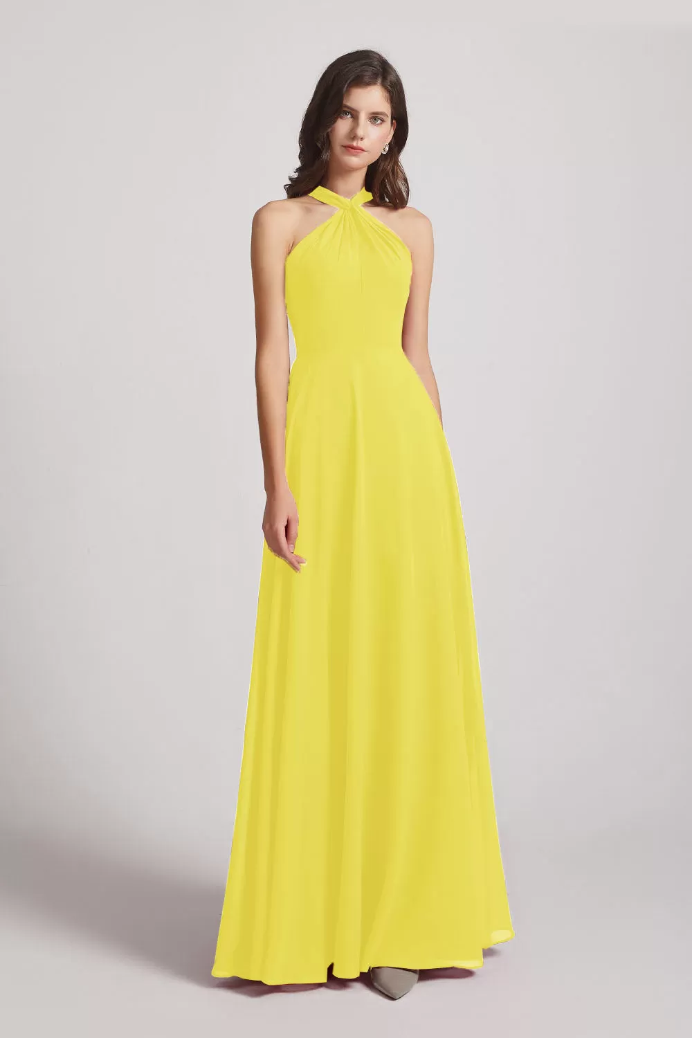 A-Line Chiffon Cross Halter Neckline Bridesmaid Dresses (AF0114)