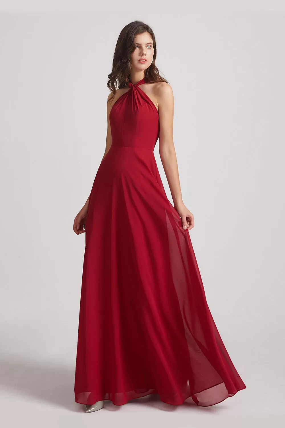 A-Line Chiffon Cross Halter Neckline Bridesmaid Dresses (AF0114)