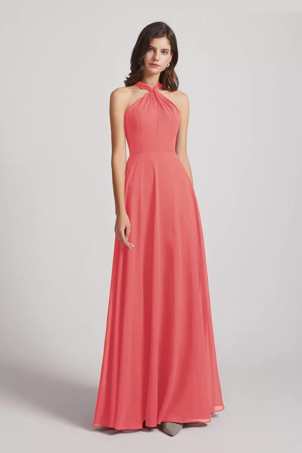 A-Line Chiffon Cross Halter Neckline Bridesmaid Dresses (AF0114)