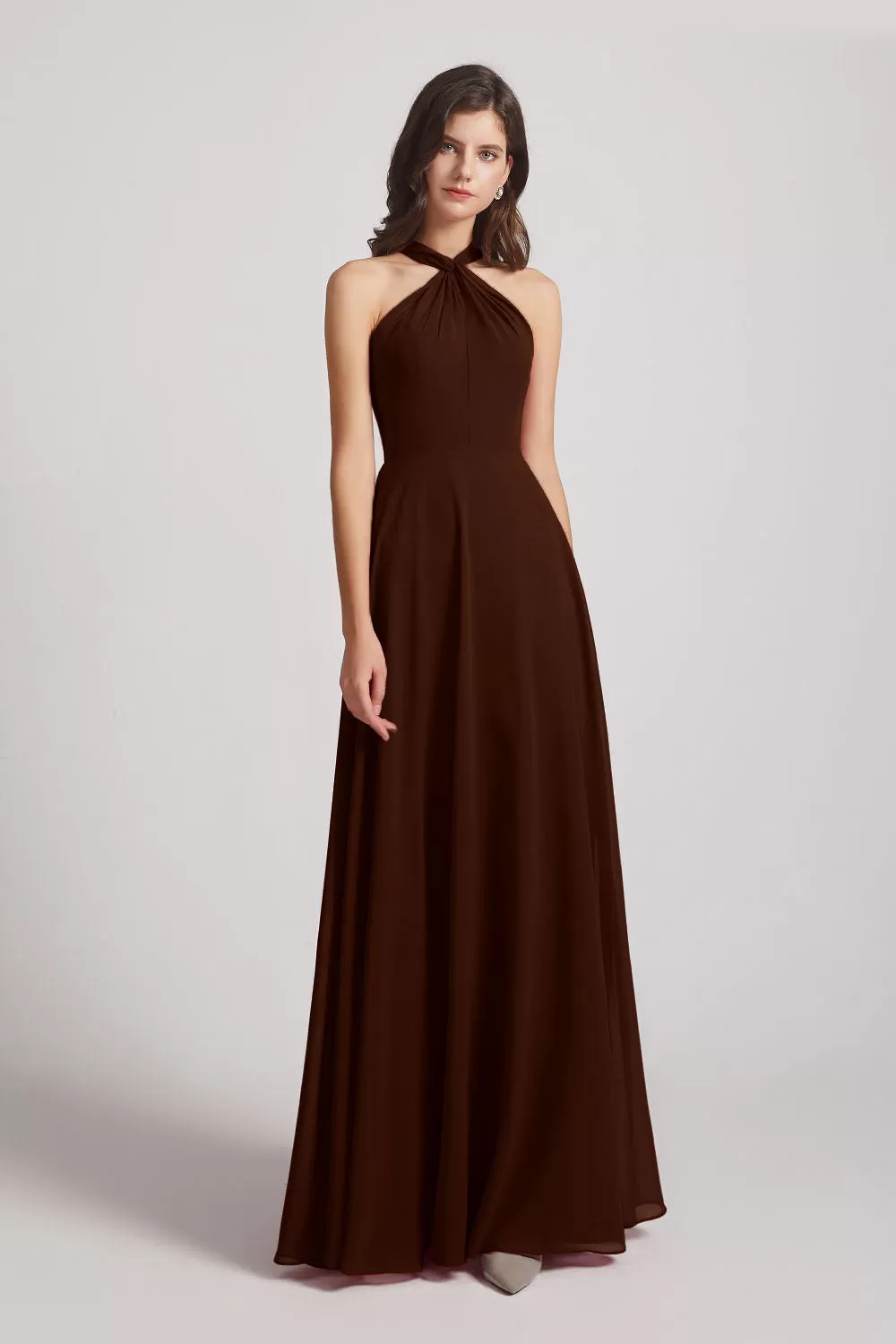 A-Line Chiffon Cross Halter Neckline Bridesmaid Dresses (AF0114)