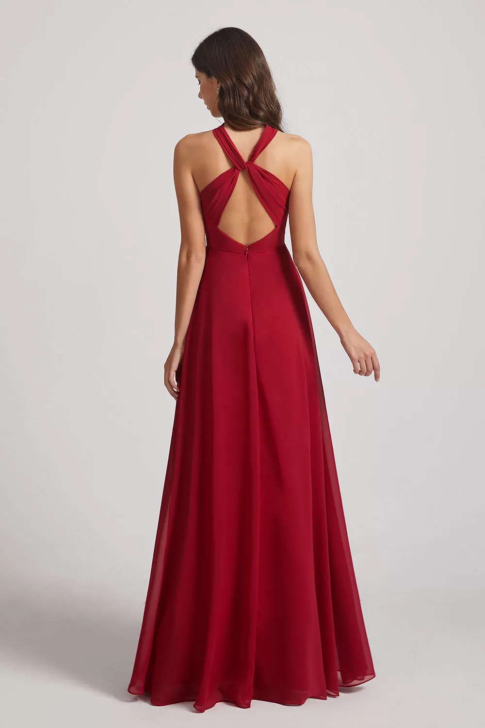 A-Line Chiffon Cross Halter Neckline Bridesmaid Dresses (AF0114)