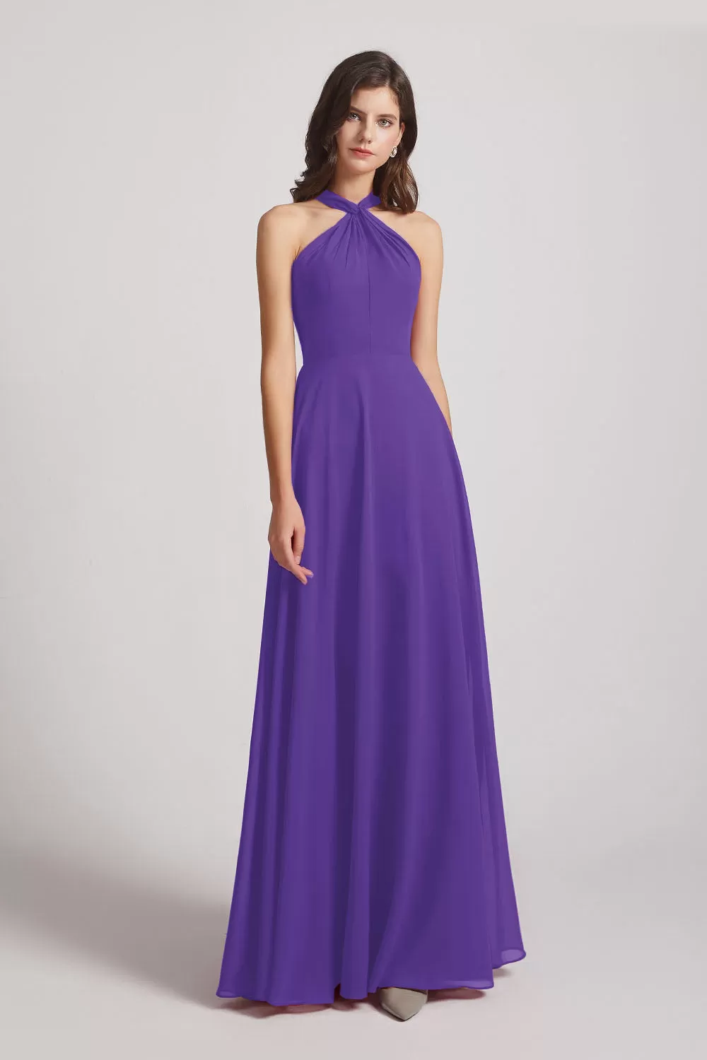 A-Line Chiffon Cross Halter Neckline Bridesmaid Dresses (AF0114)