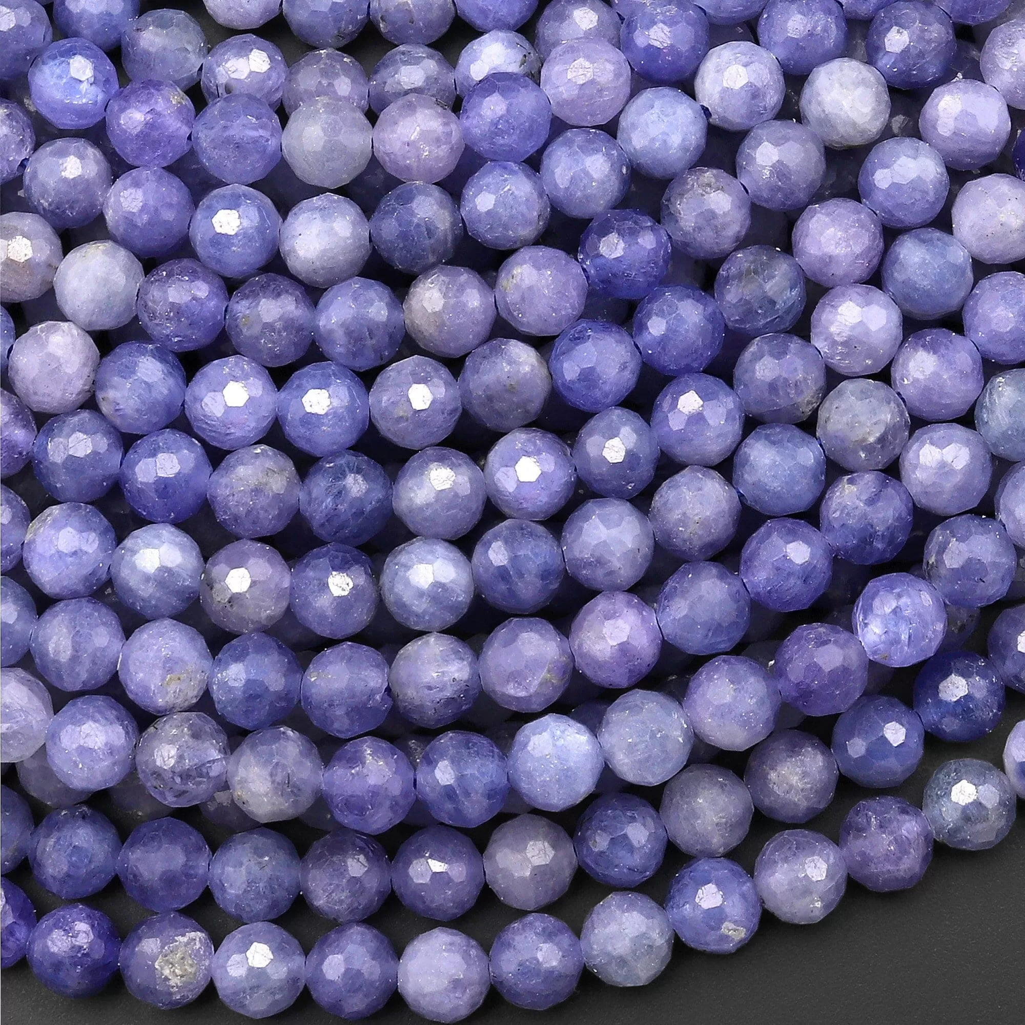 AA Faceted Natural Tanzanite Round Beads 6mm Real Genuine Gemstone 15.5" Strand