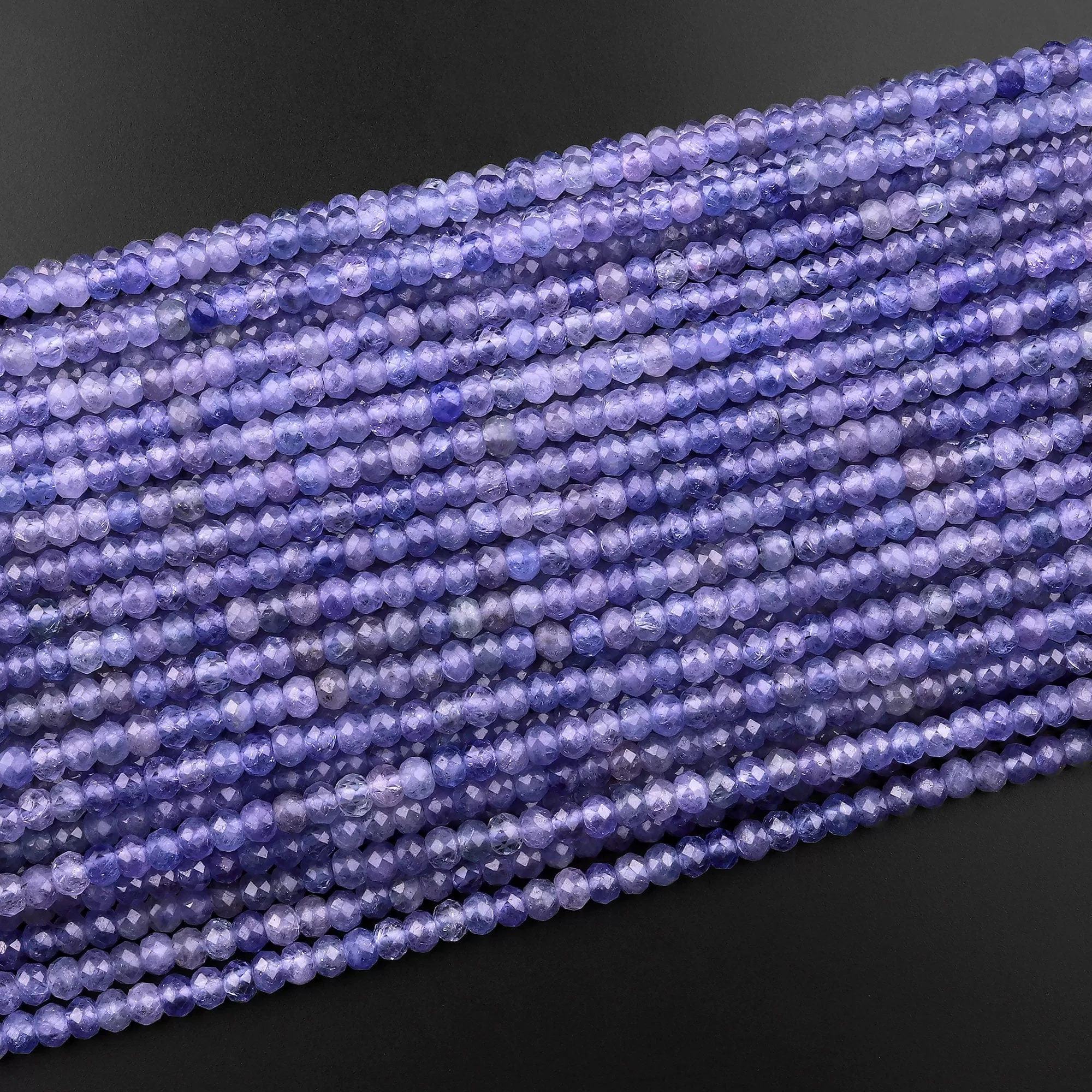 AAA Faceted Natural Tanzanite Rondelle Beads 4mm Micro Laser Cut Real Genuine Gemstone 15.5" Strand