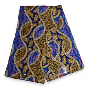 African print fabric - Exclusive Embellished Glitter effects 100% cotton - SP-8008 Gold Blue