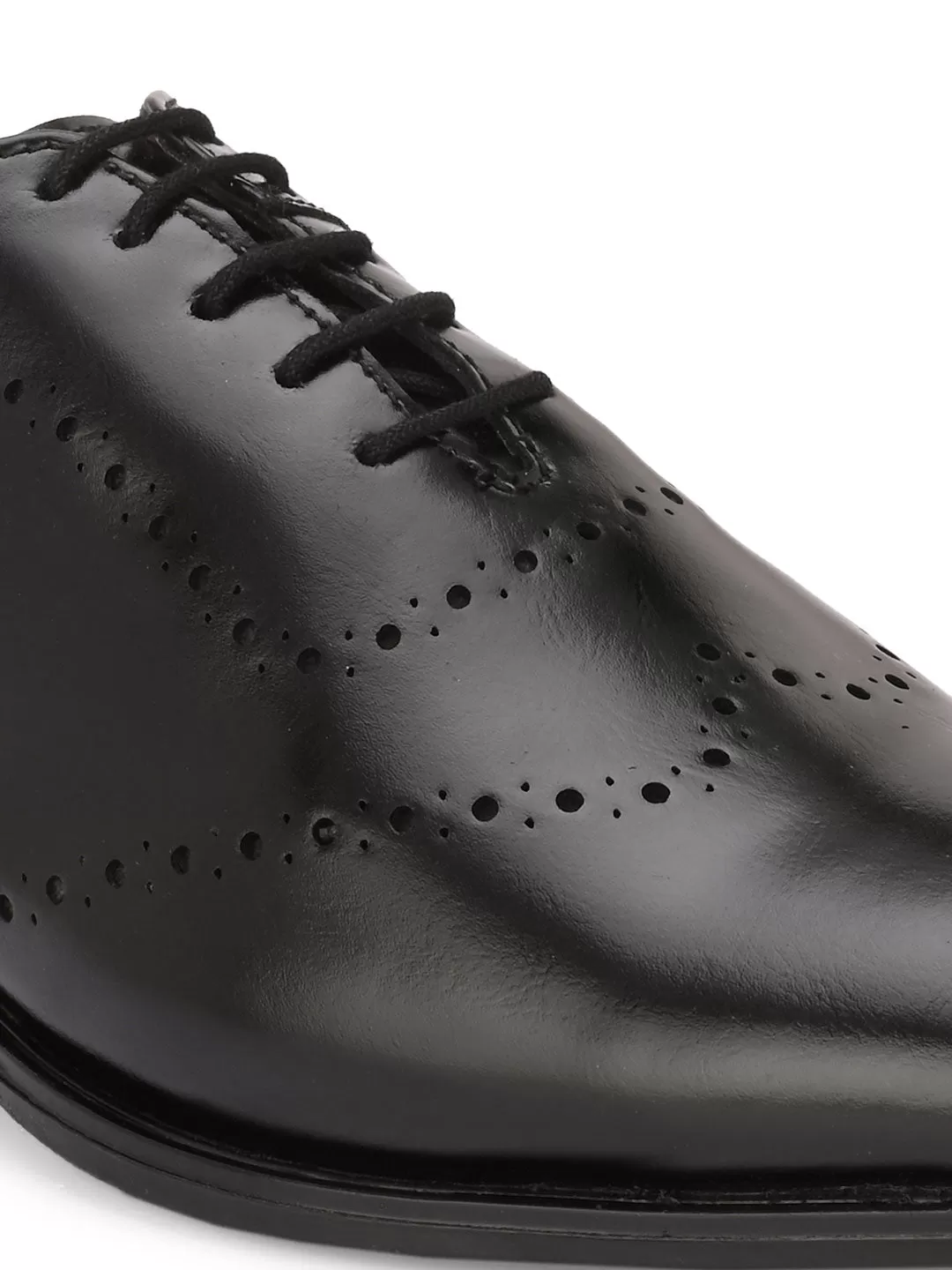 Alberto Torresi Black Laser Cut Laceup Formal Shoes