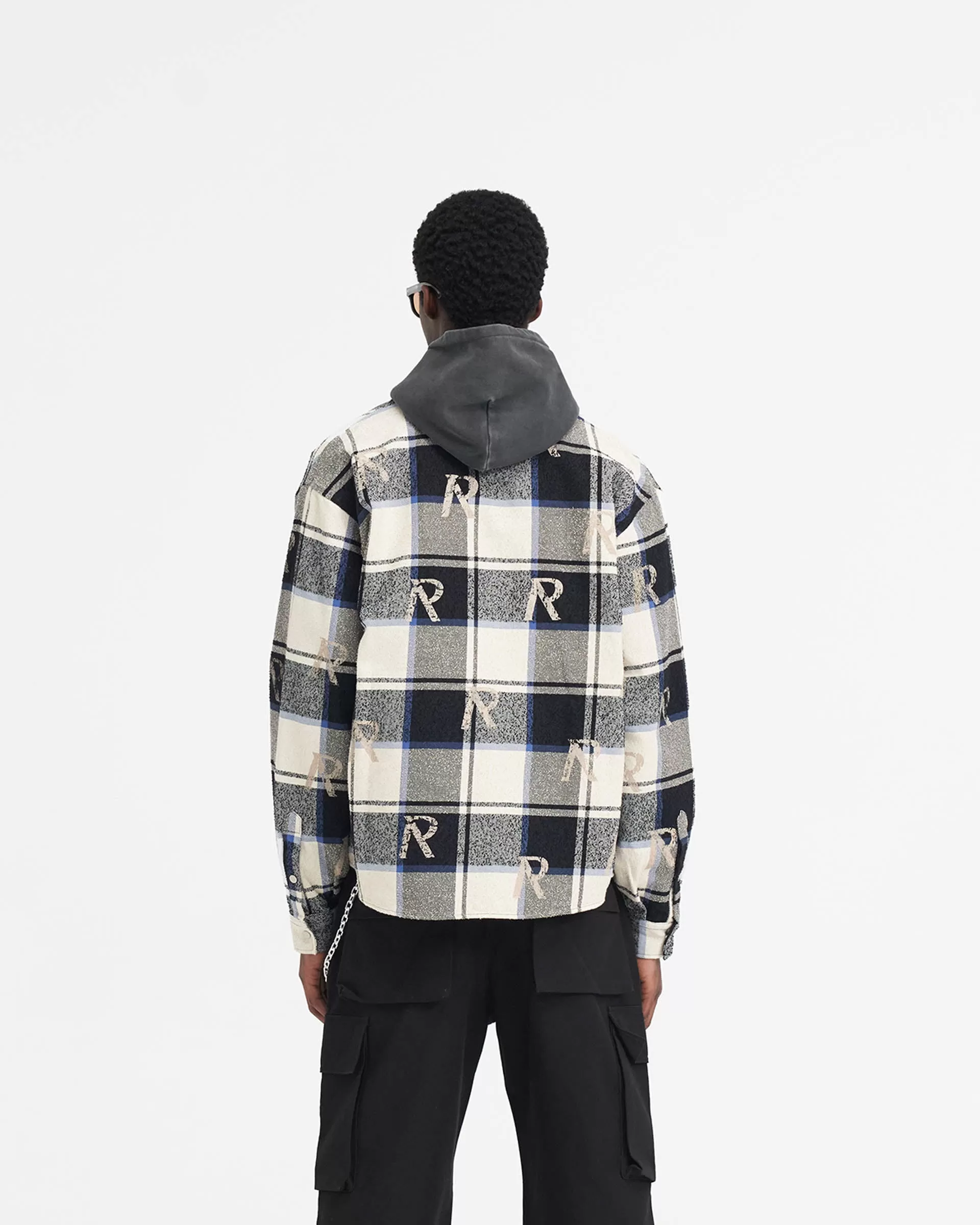 All Over Initial Flannel Shirt - Blue Check