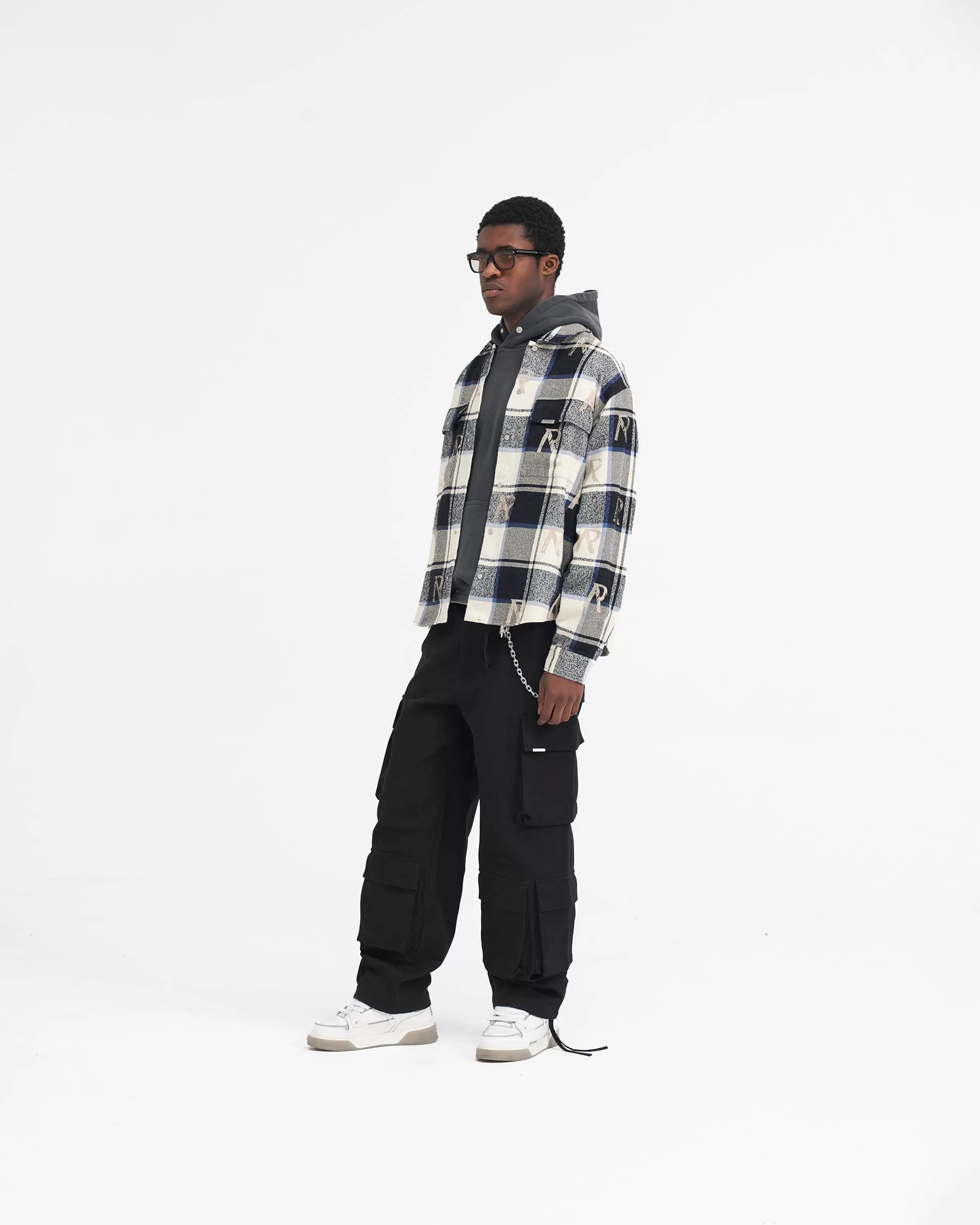 All Over Initial Flannel Shirt - Blue Check