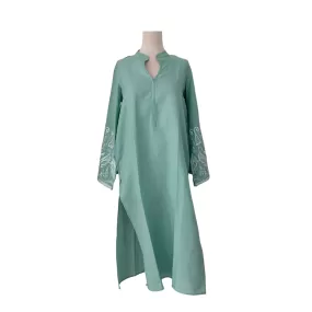 Amna Chaudhry Green & White Embroidered 'Arshia' Kurta | Brand New |