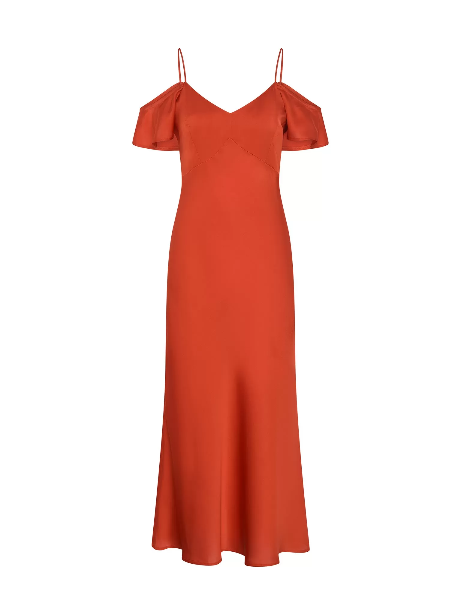 Anthia Drop Shoulder Midi Dress in Brick Orange