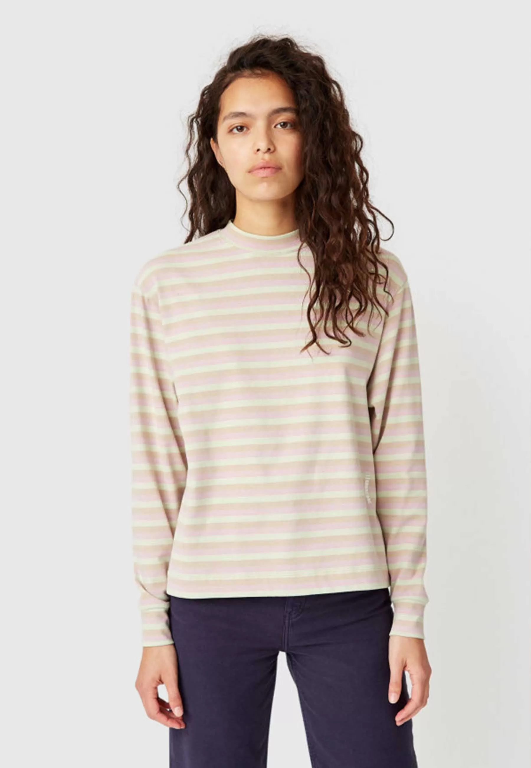 Astrid Long Sleeve Top - green stripes