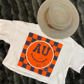 AUBURN SMILEY WHITE CROP TOP