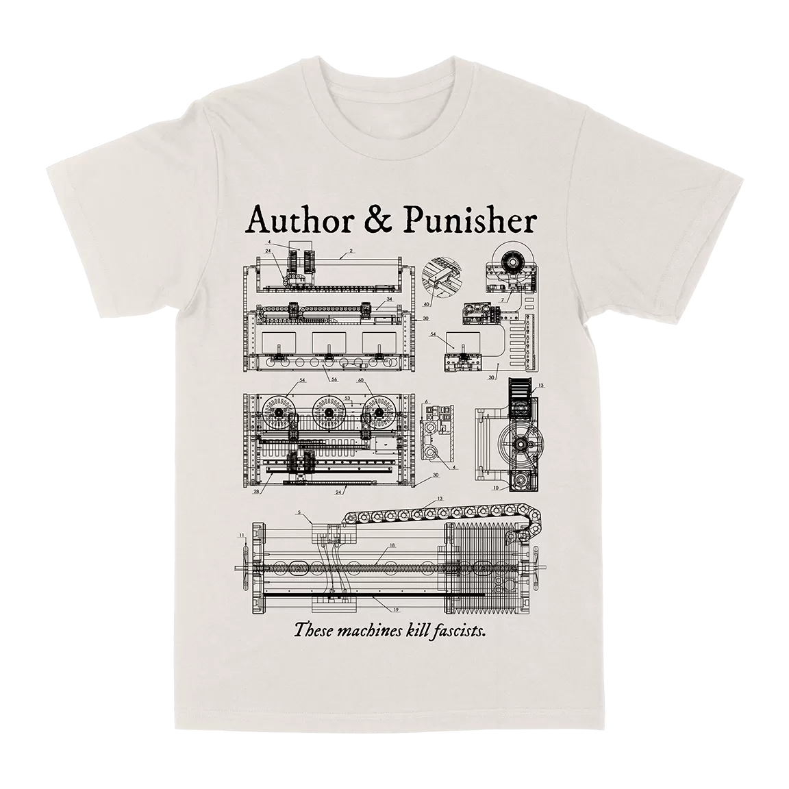 Author & Punisher "These Machines Kill Fascists" Vintage White T-Shirt