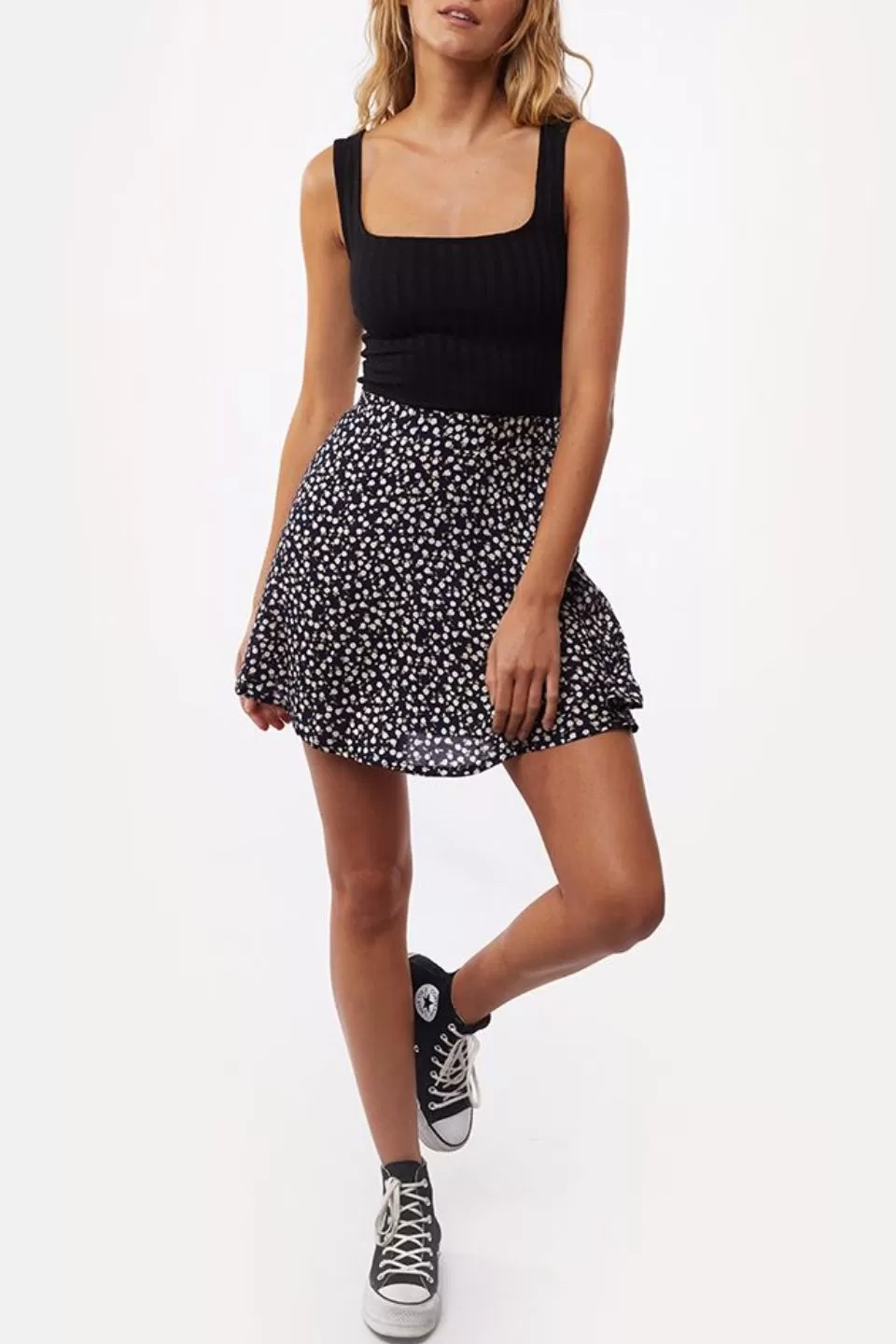 Autumn Dark Ditsy Print Mini Skirt