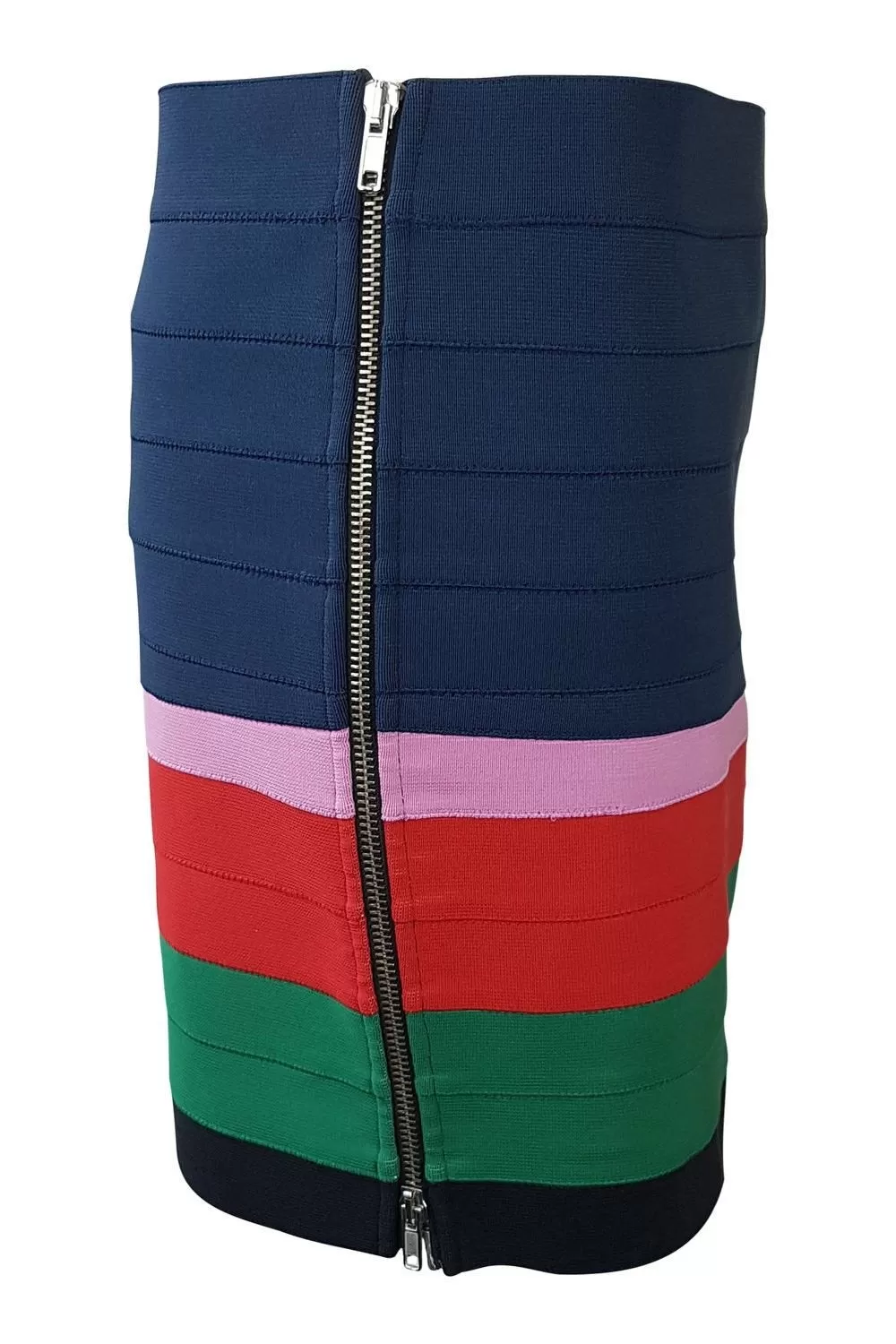 BAND OF OUTSIDERS Blue Striped Bandage Mini Skirt (UK 8)