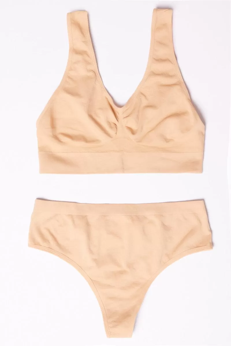 Beige Seamless Lingerie Set