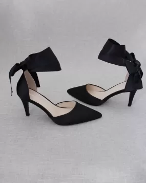 Black Evening Heels With Ankle Ribbon