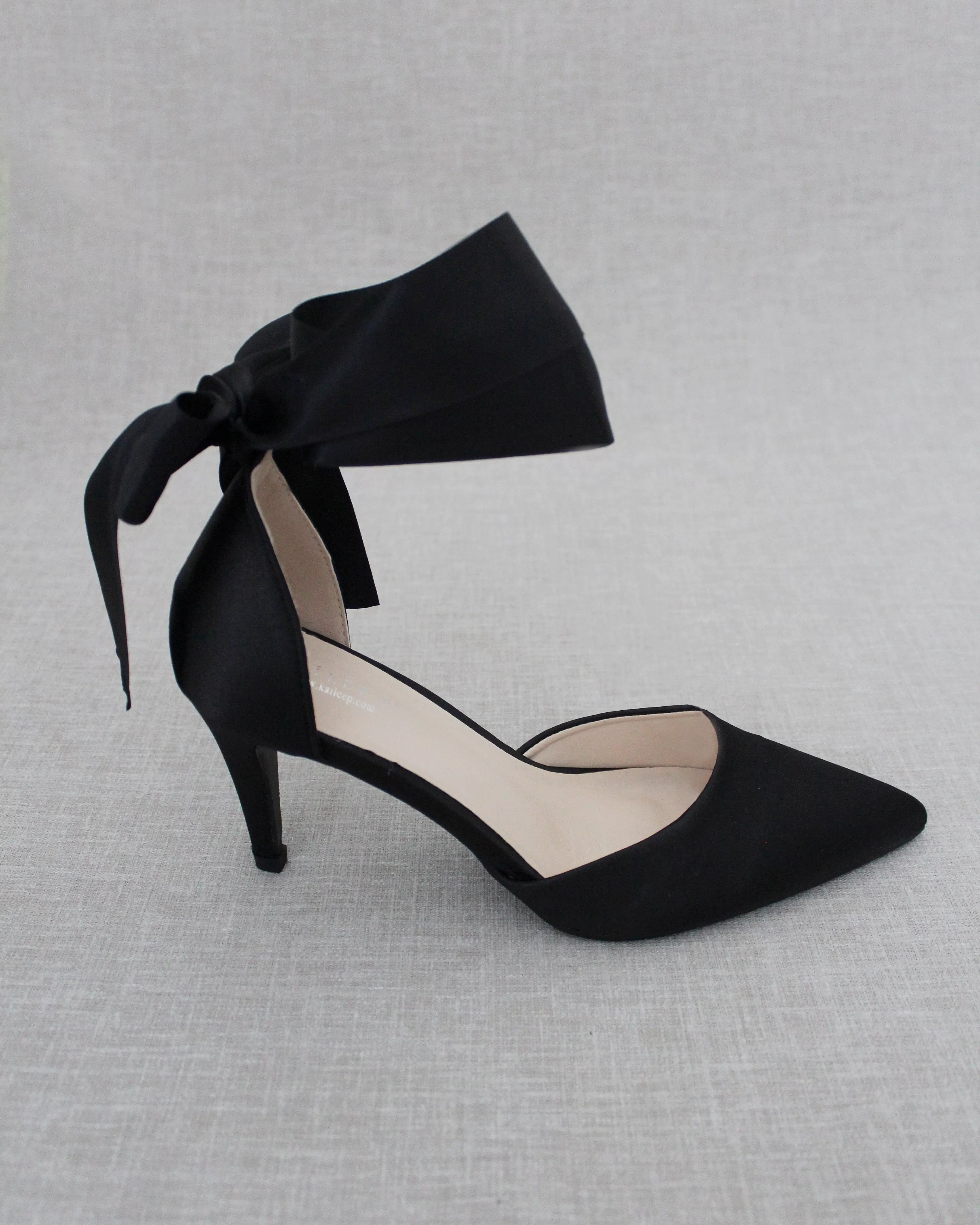 Black Evening Heels With Ankle Ribbon