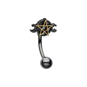 Blacken Wiccan Pentagram WildKlass Curved Barbell Eyebrow Ring