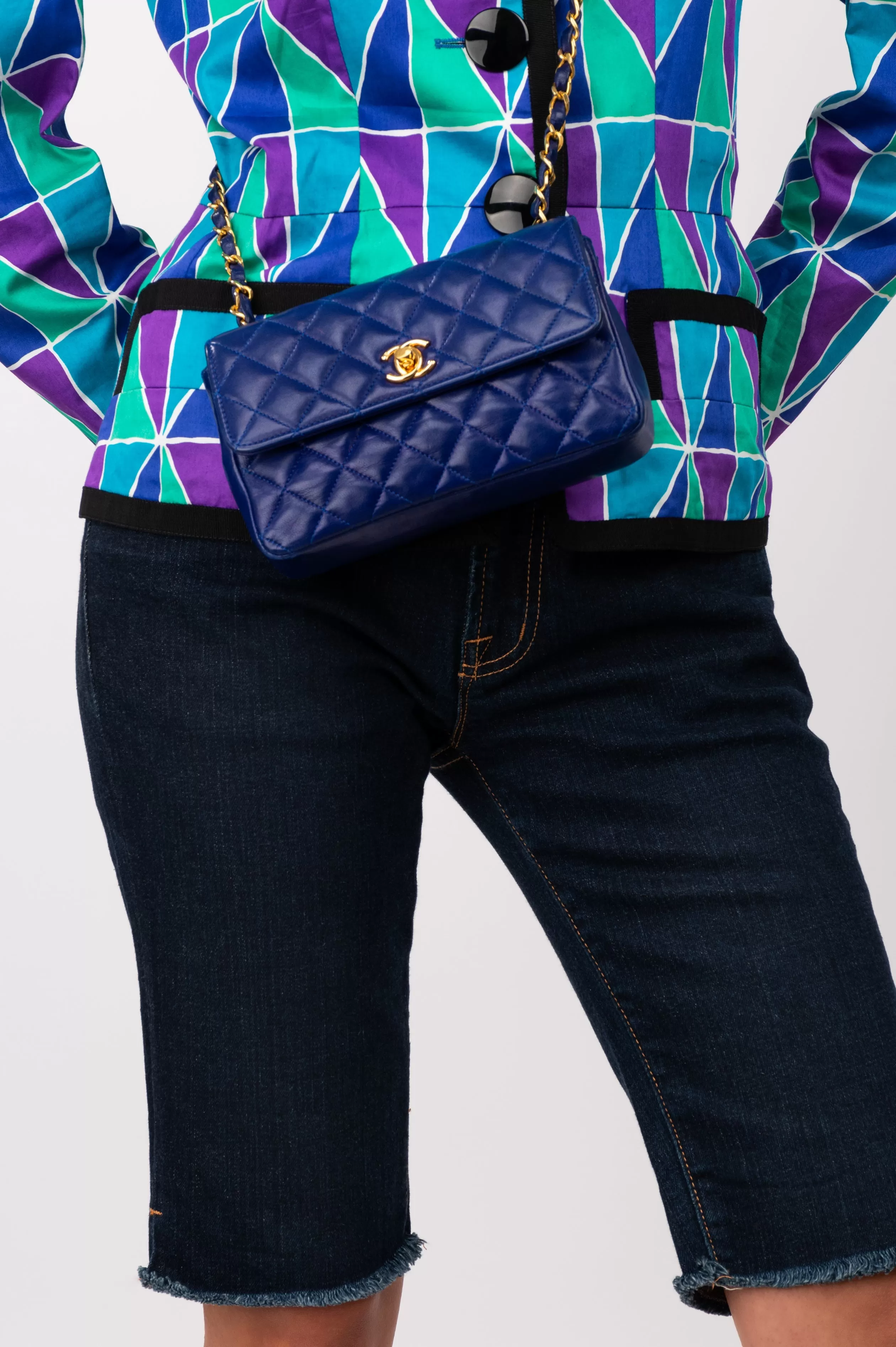 Blue Quilted Mini Flap - '90s