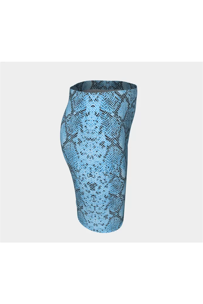 Blue Snakeskin Fitted Skirt