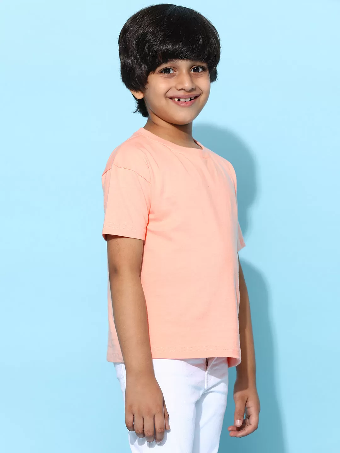 Boys Pink 100% Cotton Printed T-shirt