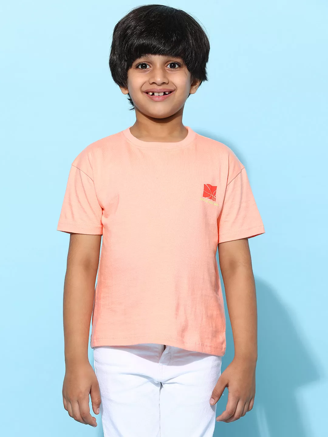 Boys Pink 100% Cotton Printed T-shirt