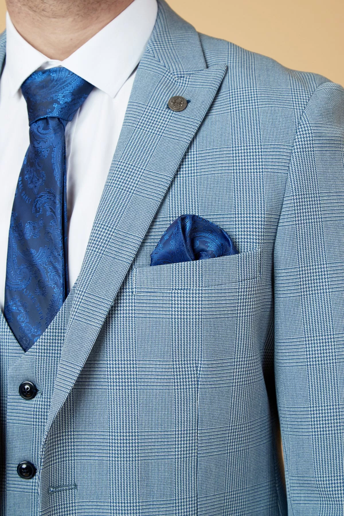 BROMLEY - Sky Blue Check Blazer