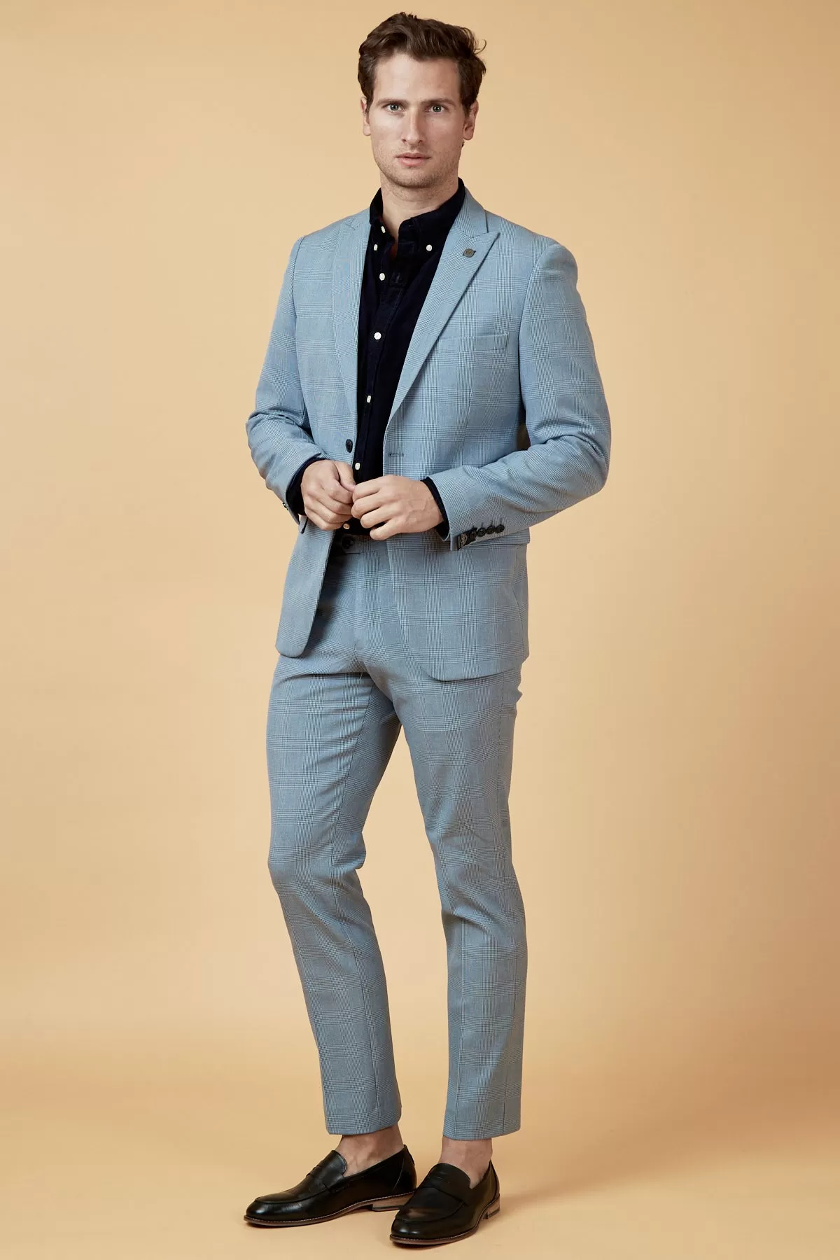 BROMLEY - Sky Blue Check Blazer