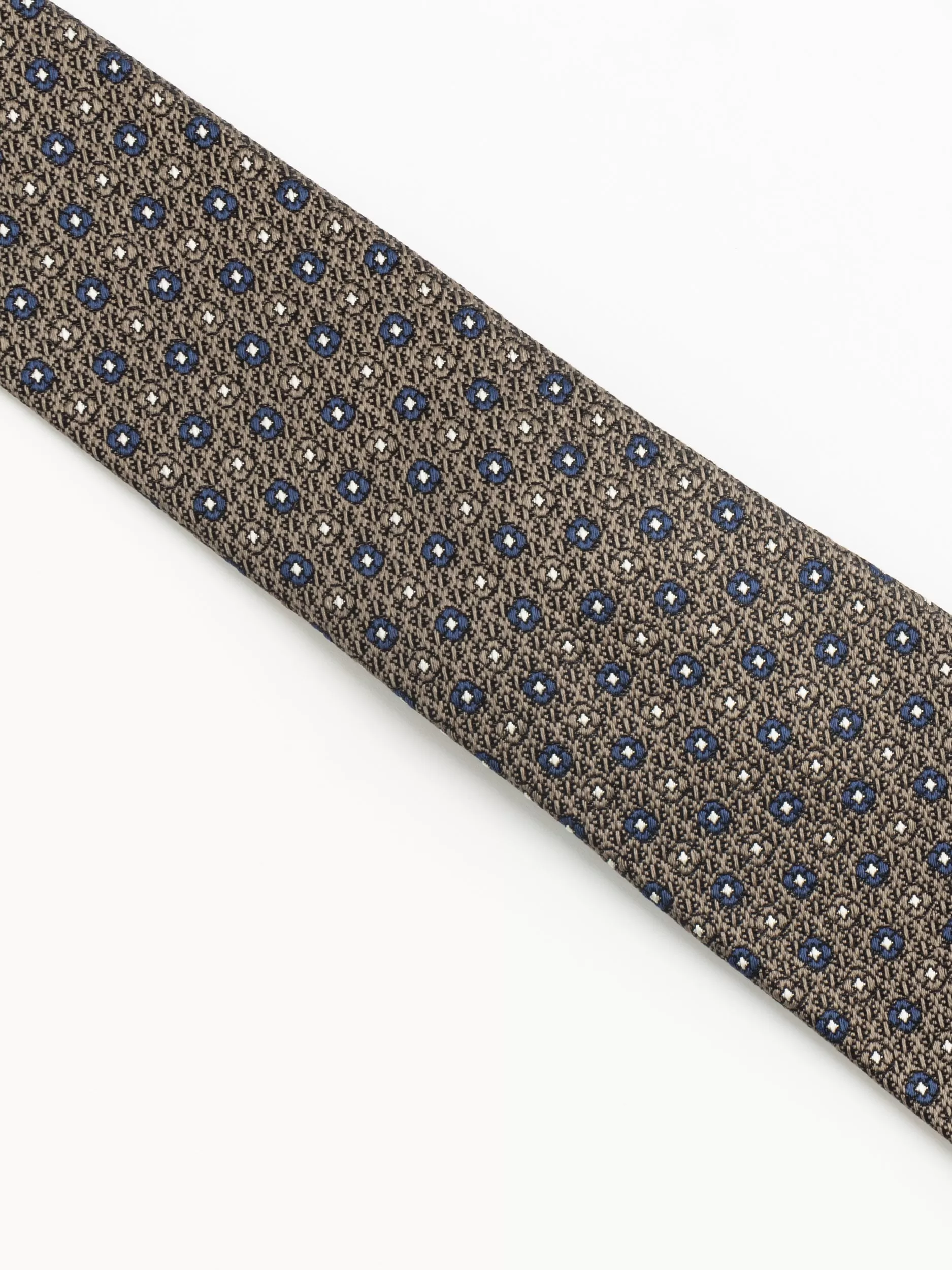 Brown/Blue Dotted Pattern Silk Tie