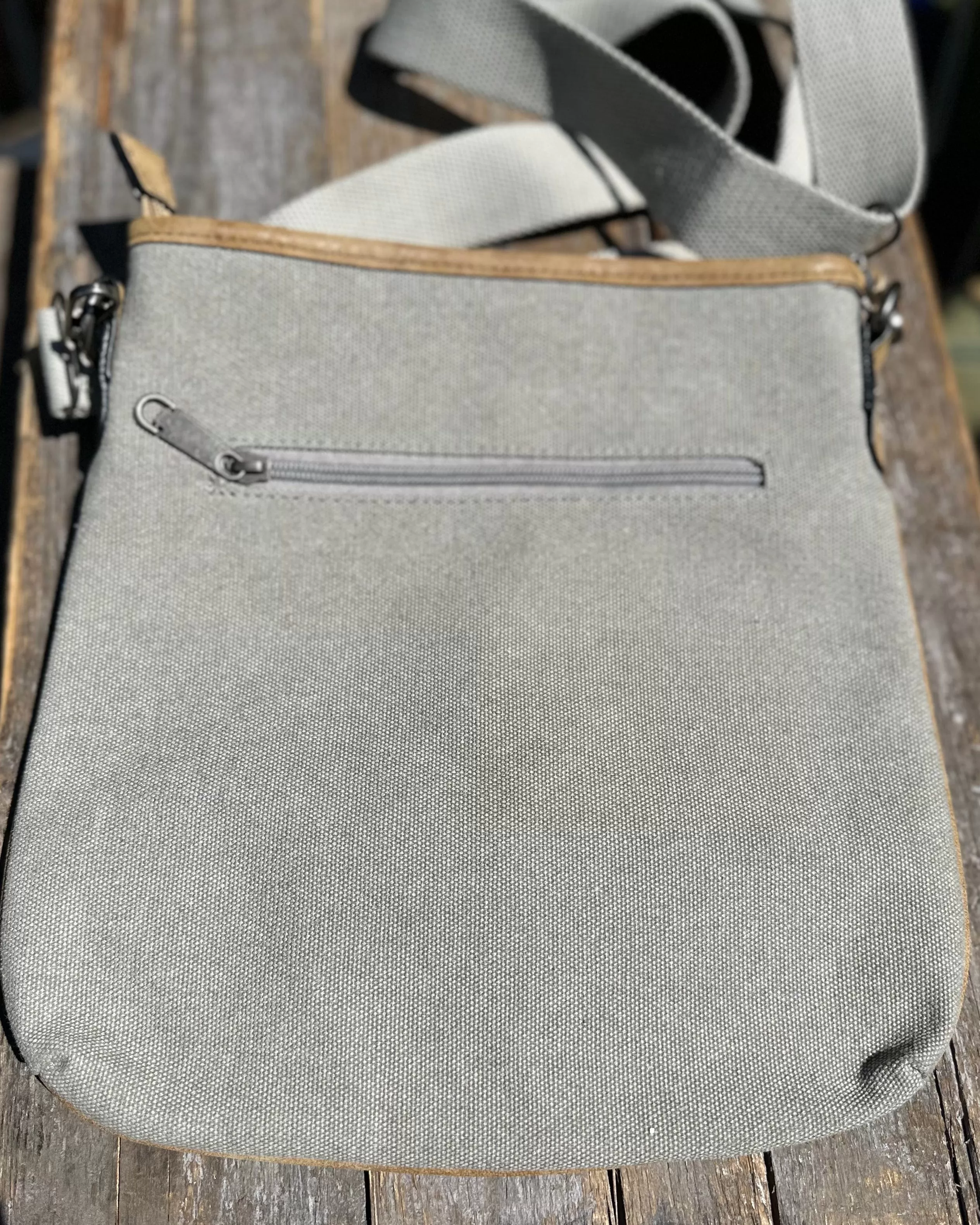 Canvas Star Messenger Bag - Pale Grey