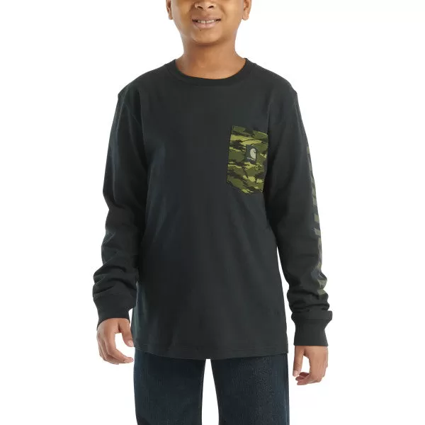 Carhartt Boys' Camo Chest Pocket Logo Long Sleeve T-Shirt