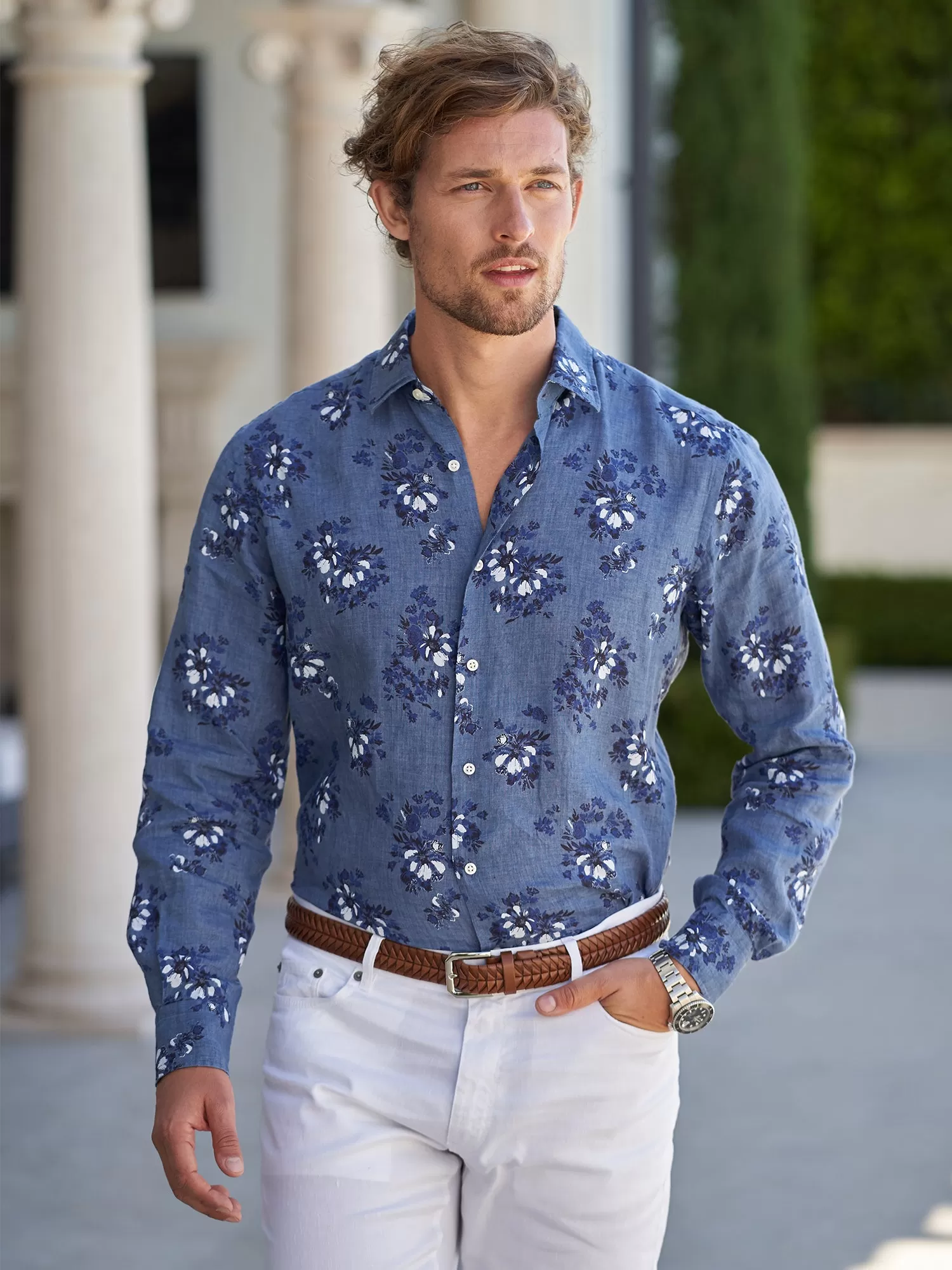 Charles Floral Linen Shirt