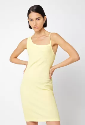 Cotton Rib Asymmetrical Cami Dress / Pollen