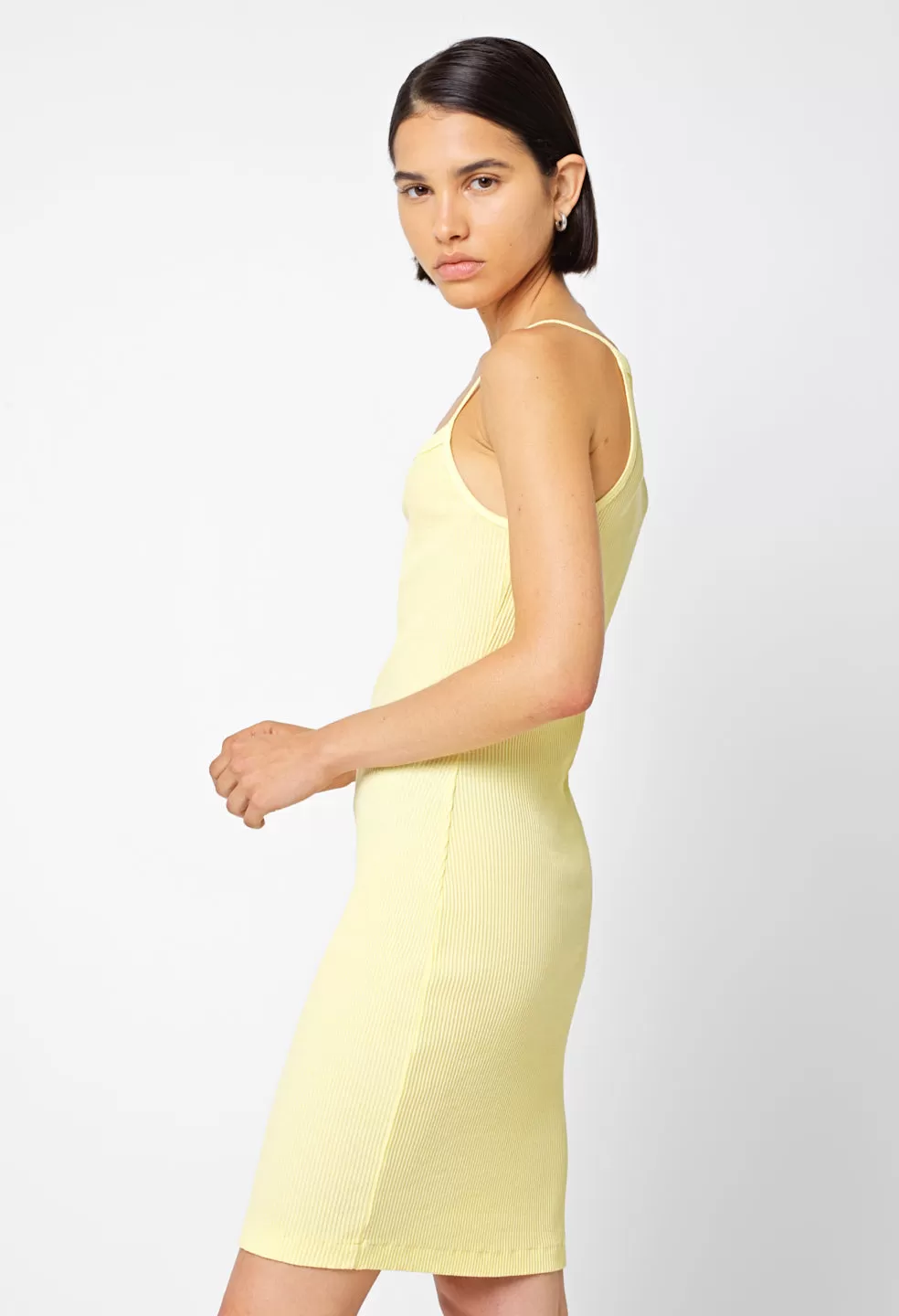 Cotton Rib Asymmetrical Cami Dress / Pollen