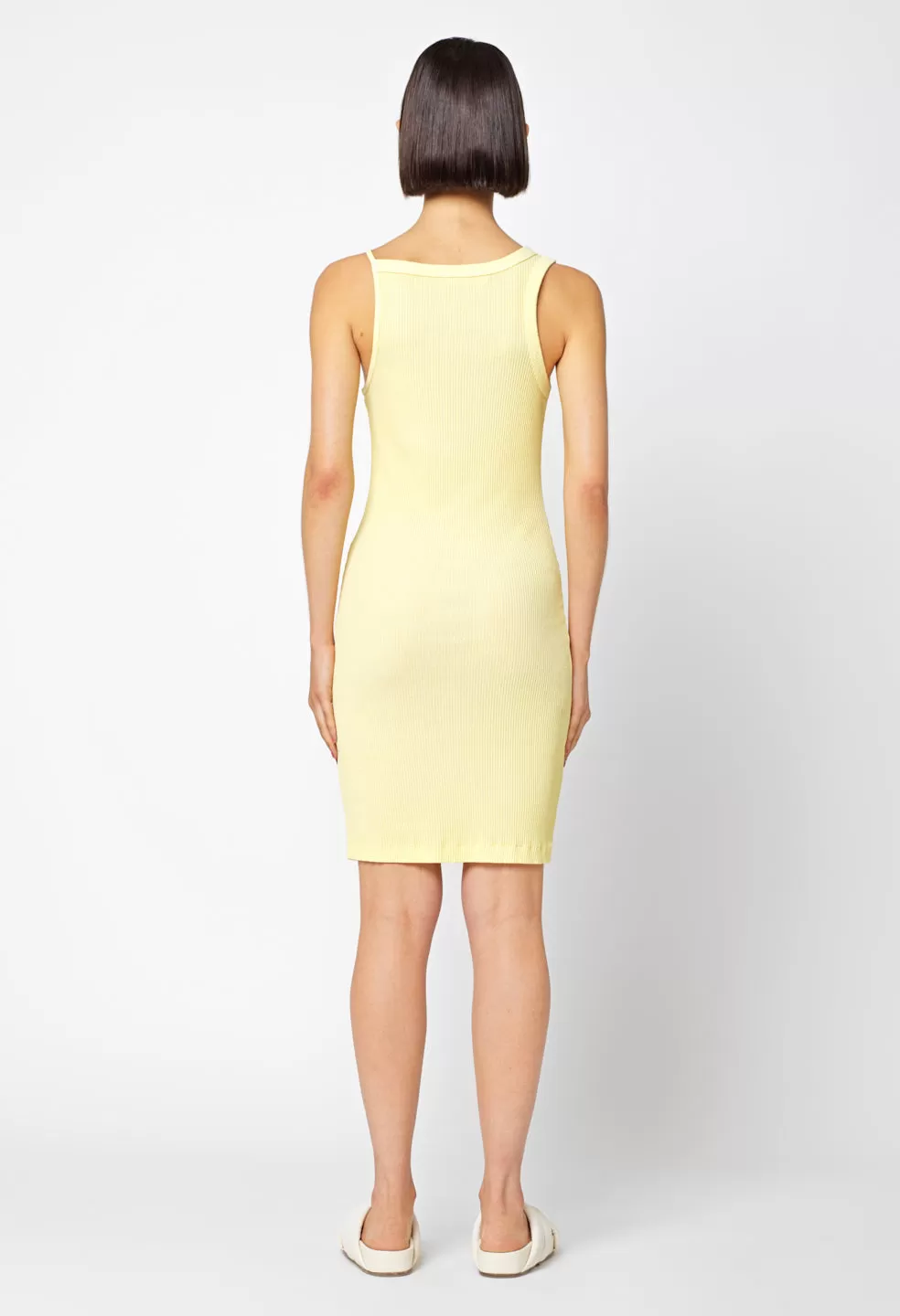 Cotton Rib Asymmetrical Cami Dress / Pollen