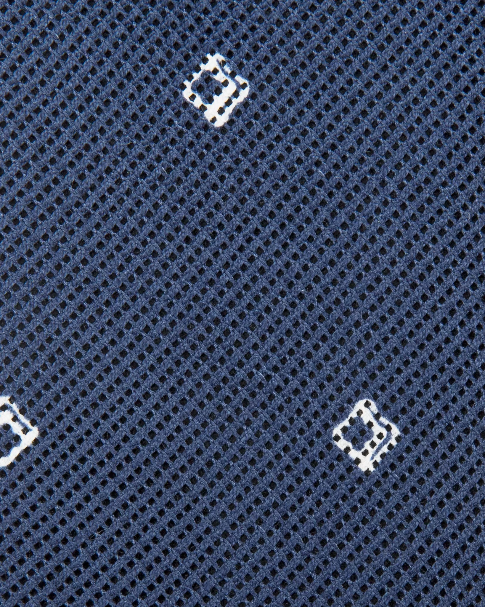 Cotton Woven Tie in Navy/White Diamonds